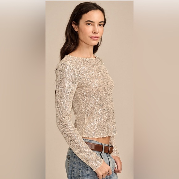 NWT LUCKY BRAND Sequin Long Sleeve Layering Top - Picture 3 of 10